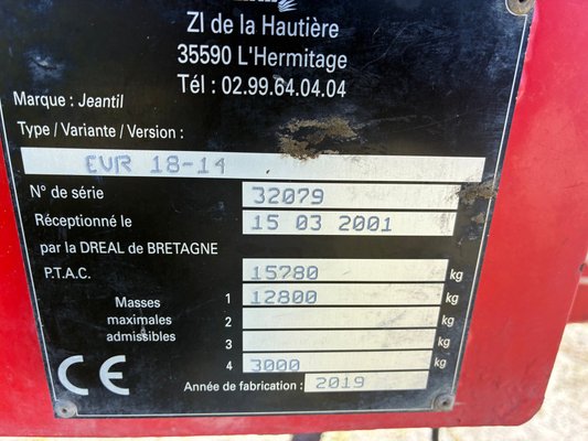 Epandeur à fumier Jeantil EVR 18-14